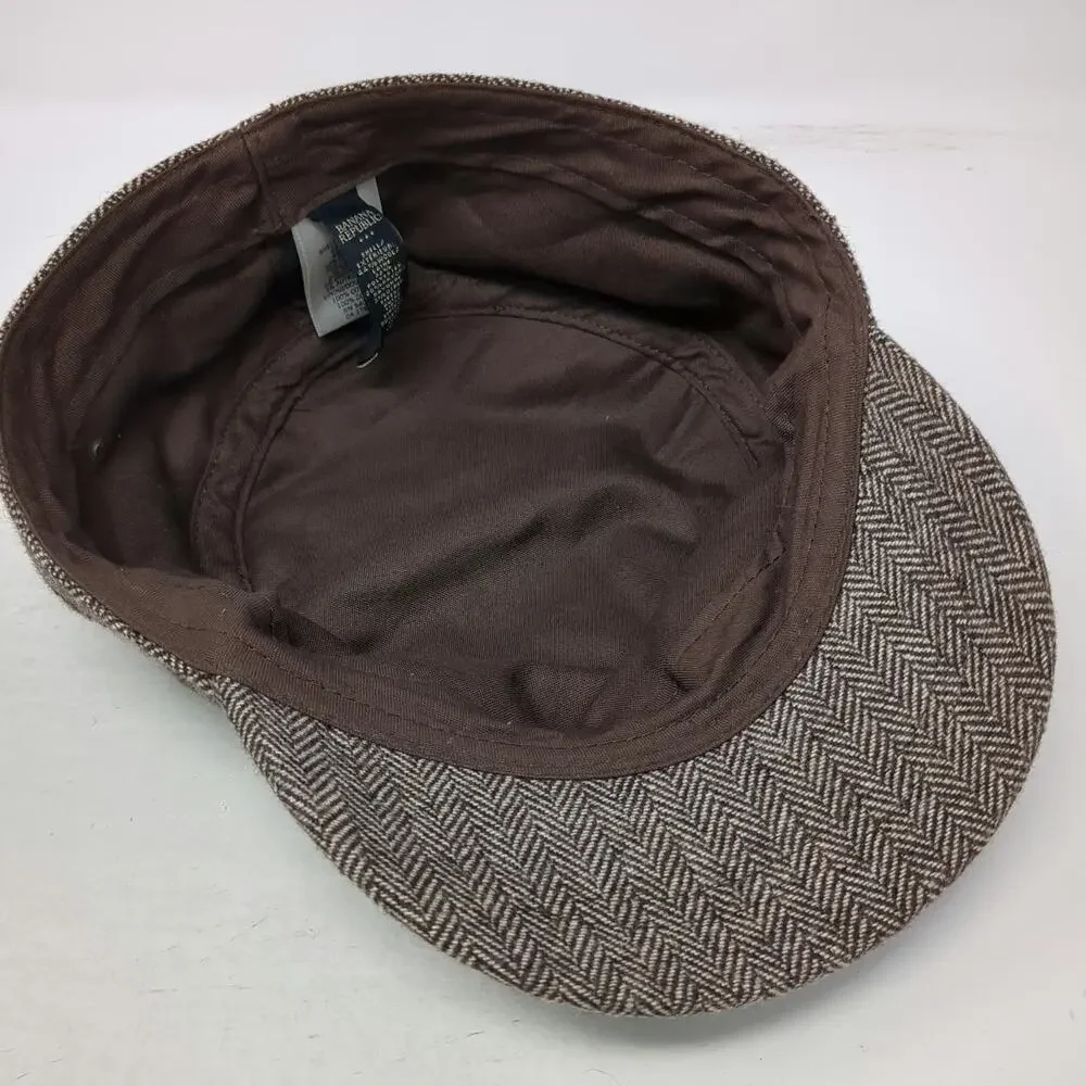 Banana Republic Army Cap Brown S/M Fitted Herringbone Wool Hat Cadet Casual